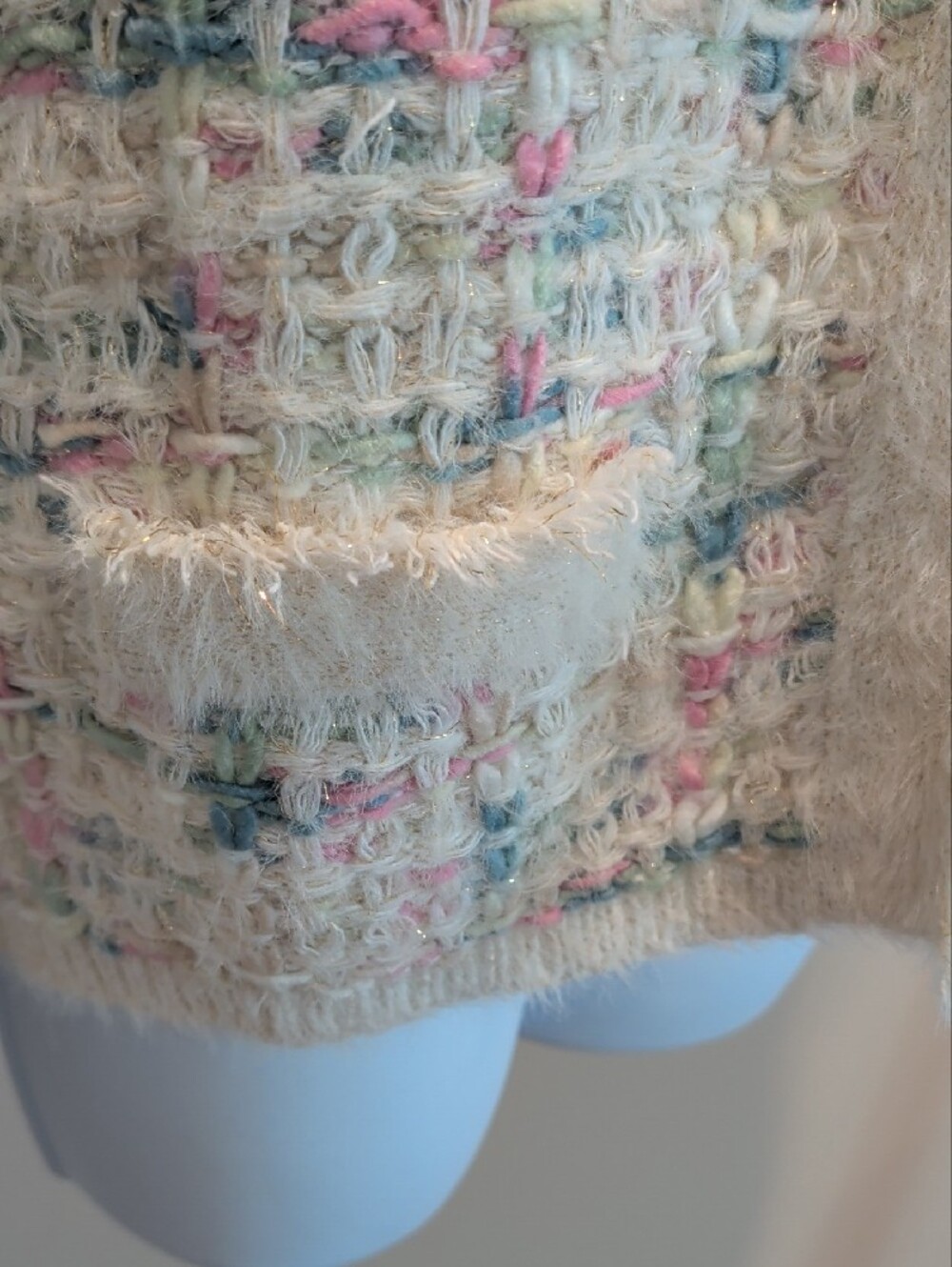 Cocobleu Women's Cream Multicolor Bouclé Blazer - M - Picture 7 of 10